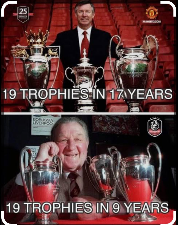 lfc_aka's tweet photo. @UtdMaI Stfu Alex Ferguson was a transfer bully any time a player started shining in the Premier League he would go buy them from his rivals and he bought some of the biggest names in world football to England but the greatest manager in English football still is Bob Paisley 19 🏆 3x UCL https://t.co/p9vgPbLg5T
