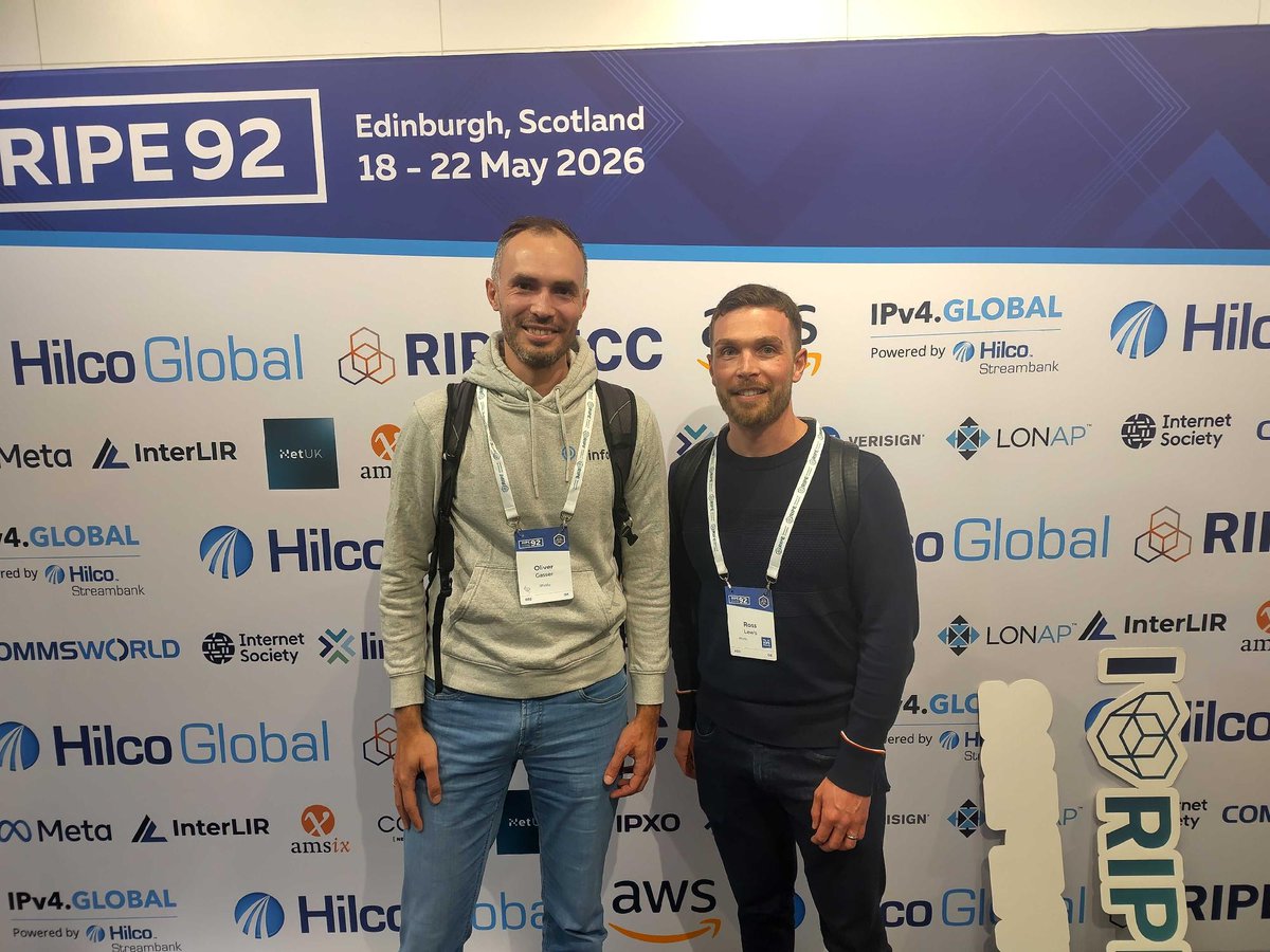 ipinfo's tweet photo. From routing and IPv6 to internet measurement and network behavior, RIPE 92 brings together the teams helping operate and understand the internet at scale.

IPinfo's Oliver Gasser and Ross Lewis are there this week contributing to conversations around internet measurement, infrastructure, and the continued buildout of ProbeNet, our internet measurement platform.

#RIPE92 #internetmeasurement #IPv6