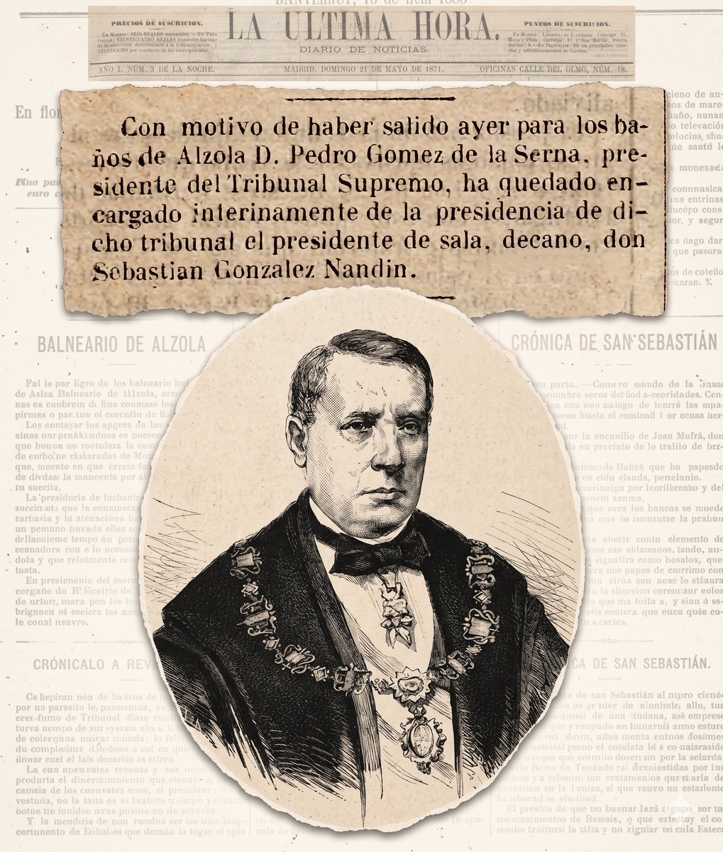 BasqueWater's tweet photo. #TalDíaComoHoy de 1871, La Última Hora publicaba que Pedro Gómez de la Serna, presidente del Tribunal Supremo y uno de los grandes juristas del siglo XIX, había partido hacia los Baños de Alzola. Muchos de los grandes códigos legales llevaban su firma.
#TBT #HistoriasdelBalneario https://t.co/OoF6Nncrzn