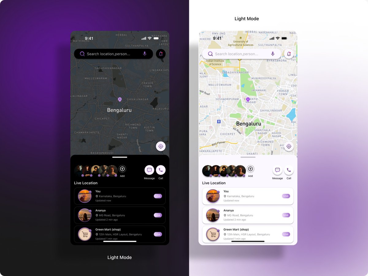 _pushkar0's tweet photo. Daily UI #020 — Location Tracker
.
Designed a clean and modern tracking experience with live map interaction, friend tracking, and shop locations in both light &amp; dark themes.
.
#DailyUI #UIDesign #UIUX #MobileAppDesign #LocationTracker #MapUI #FigmaDesign #AppDesign #UXDesign https://t.co/LjfyXiZFGU