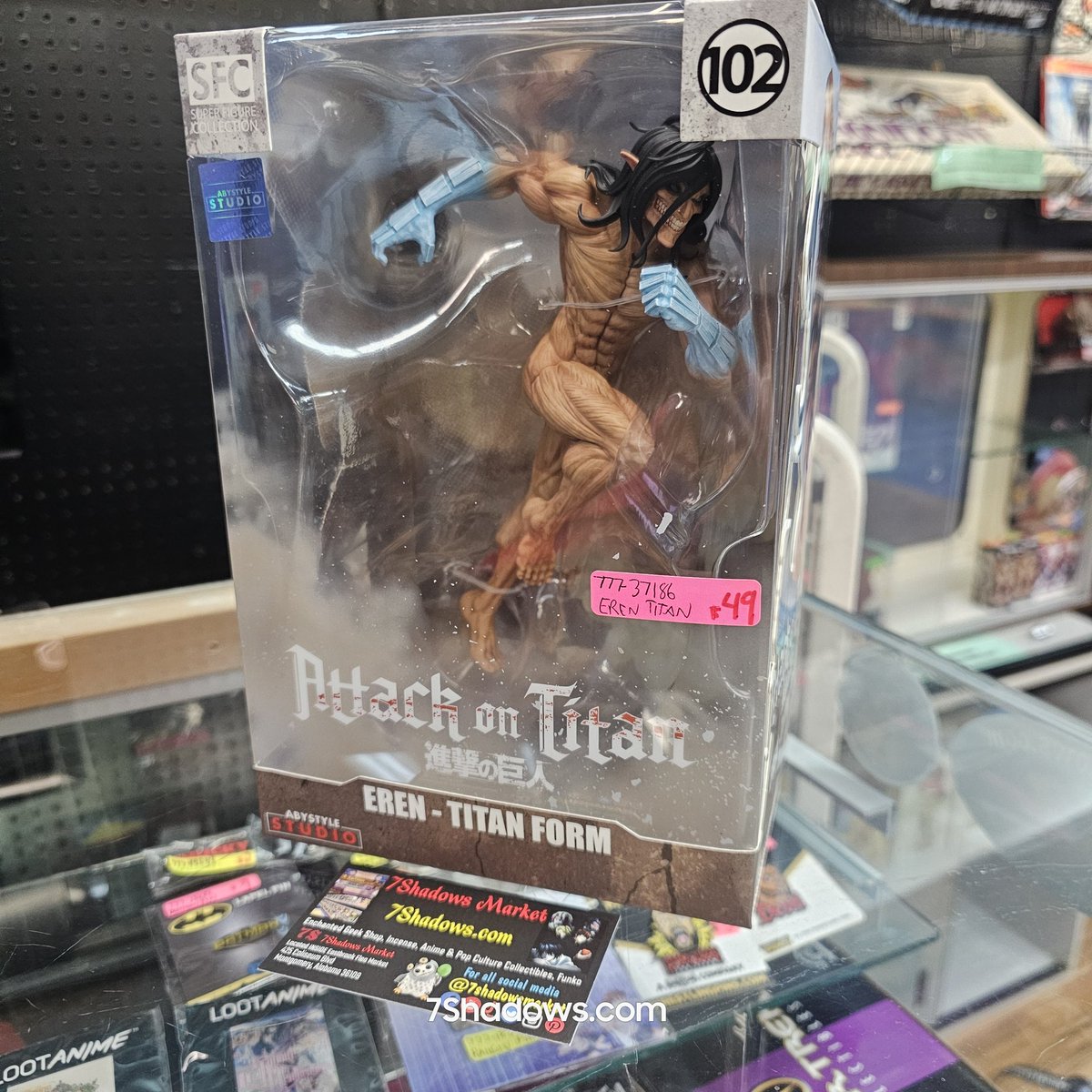 7ShadowsMarket's tweet photo. A new Attack on Titan figure has arrived! Get Titan Form Eren today! 

#7shadowsmarket #eastbrookfleamarket #montgomeryalabama #anime #AttackonTitan #newarrivals https://t.co/XyT16qbeyx