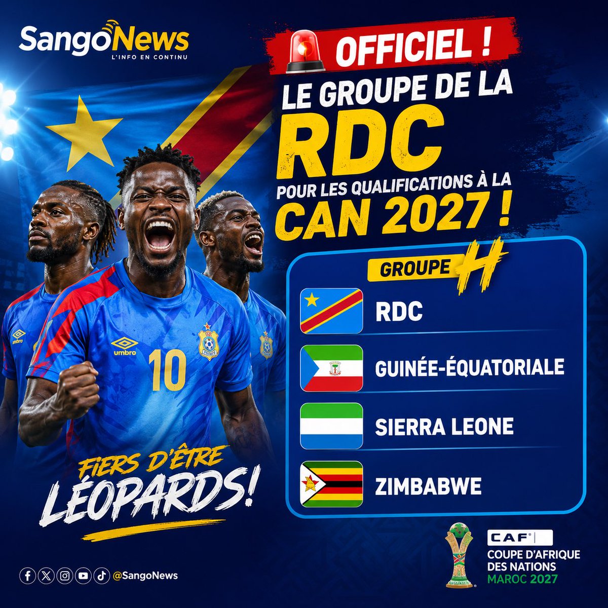 BatotoSite's tweet photo. 🚨 OFFICIEL ! LE GROUPE DE LA RDC POUR LES QUALIFICATIONS À LA CAN 2027 !
🇨🇩 RDC 🇬🇶 GUINÉE-ÉQUATORIALE 🇸🇱 SIERRA LEONE 🇿🇼 ZIMBABWE https://t.co/hEk0dByUVO