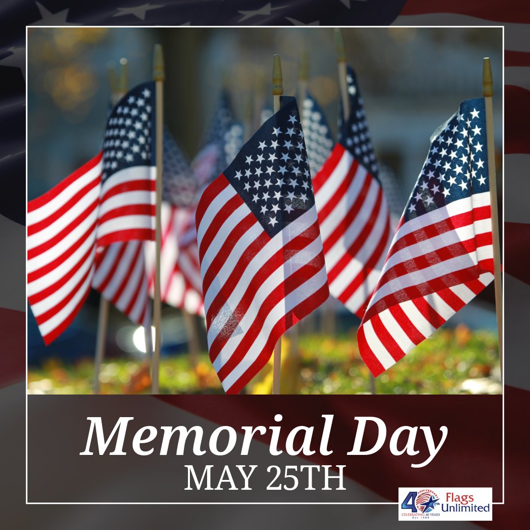 usflags's tweet photo. Mark your calendar—May 25th is Memorial Day! Let’s honor the brave and proudly fly the red, white, and blue.
💪 https://t.co/ZY7aIY9rkx.

#MemorialDay2026 #HonorAndRemember #FlyTheFlag https://t.co/SLFqKKhwHX