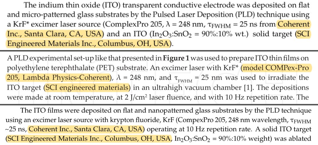 realLigerCub's tweet photo. $SCIA looks interesting again after a breakout quarter. Trading at single digit run-rate EPS w record backlog, no debt and 99%+ of revs tied to the photonics industry.

SCIA's sputtering targets (mainly ITO) show up in dozens of peer-reviewed studies next to Coherent's excimer lasers. Acc to an industry expert, Coherent sources ~40% of its materials externally.

Mgmt attributed a big part of the breakout quarter to new products launched last year. They introduced two, but they consistently flag one: a new ITO formulation.