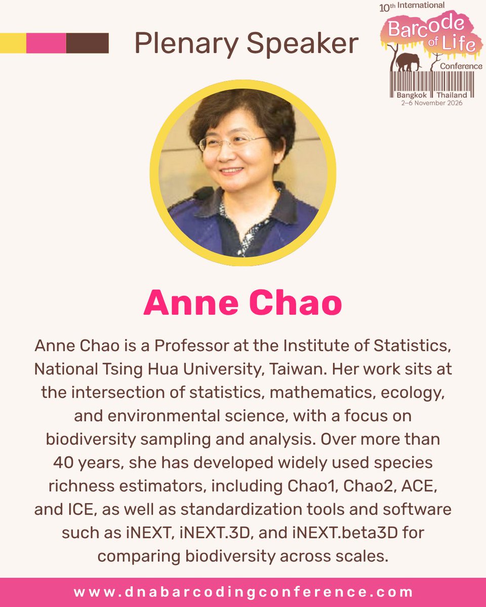 iBOLConsortium's tweet photo. Speaker spotlight for #iBOL2026!
Meet three of our plenary speakers:
Anne Chao, Iliana Bista, and Mark Blaxter.
Join us in Bangkok, Thailand, from 2–6 November 2026 for the 10th International Barcode of Life Conference.
https://t.co/i0JKITkaqW
#DNAbarcoding #BiodiversityGenomics https://t.co/IcPAfqejvT