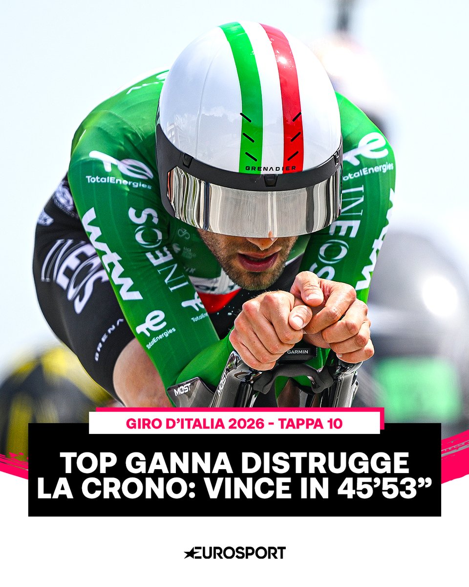 Eurosport_IT's tweet photo. TOP GANNA AIRLINES! ✈🇮🇹

Pippo non delude le attese e stravince la cronometro Viareggio-Massa in 45’53”! È la decima vittoria di tappa nei Grandi Giri per l'italiano 🚂

#GirodItalia #EurosportCiclismo https://t.co/pH7ASMjN4W