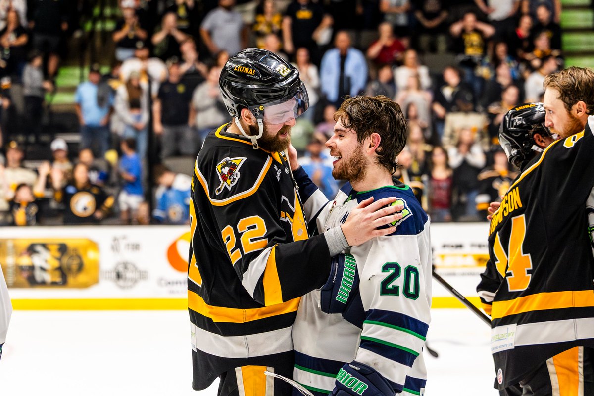 WheelingNailers's tweet photo. What a battle. 🤝

Nothing but respect for the Maine Mariners after a hard-fought series. Proud of the way our boys battled every single night and EASTERN CONFERENCE FINALS HERE WE COME! 🔨

Tickets are on sale NOW at https://t.co/AGHDtJRMWr or call 304.234.GOAL for our Round 3 home games!

#ForTheWheel
