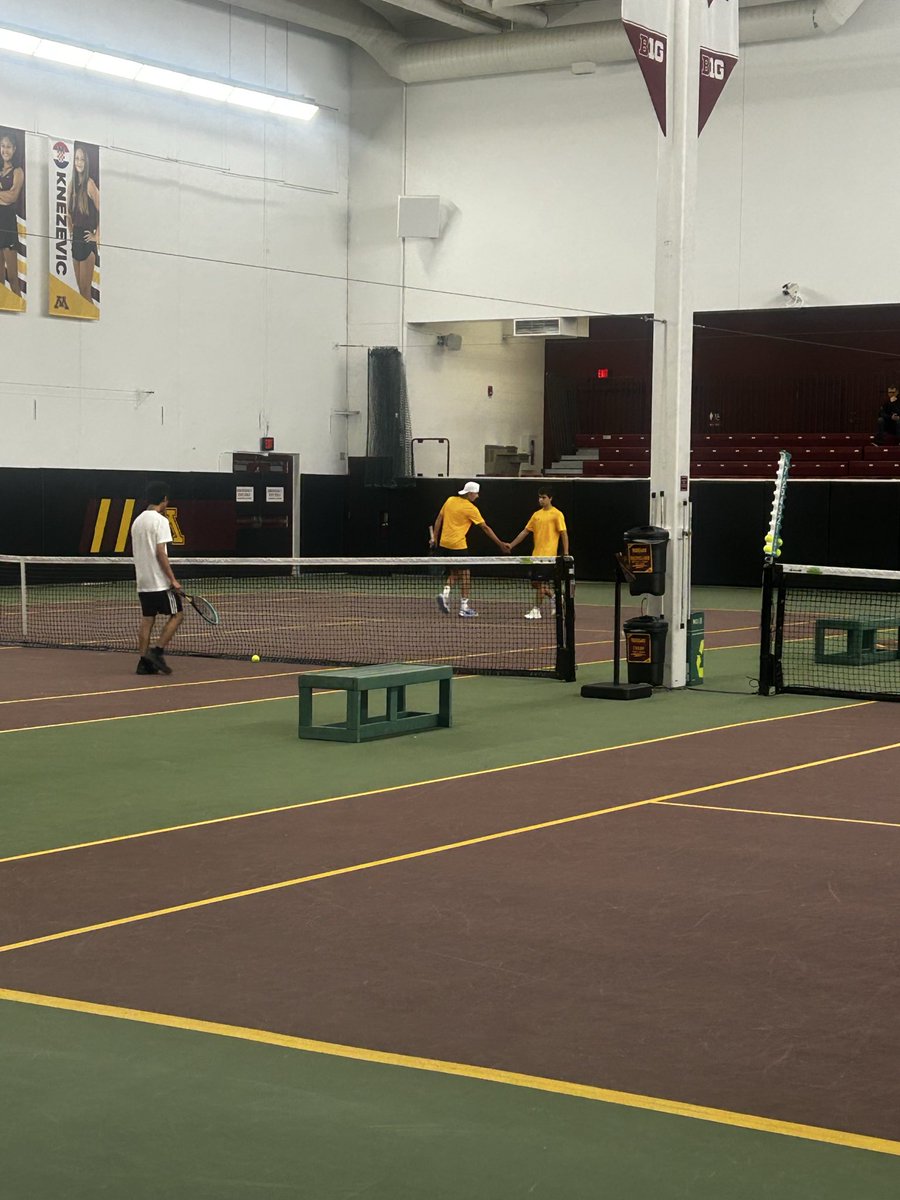 MustangsPE's tweet photo. #1 seed Gray MacMillan and Enzo Petto are on court for their opening round match in the 5a Doubles tournament @BreckAthletics https://t.co/lTkwBuFHOR