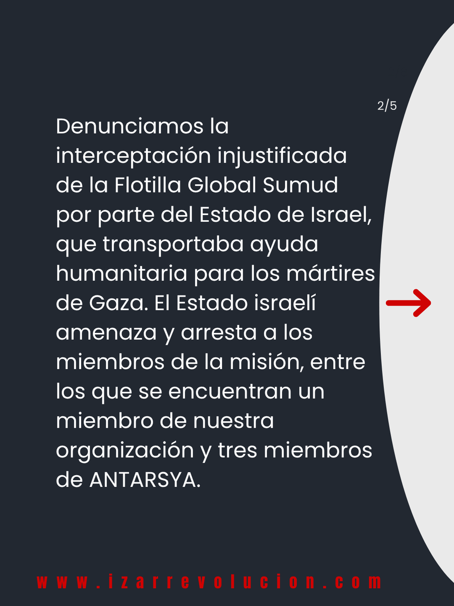 IZAR_Rev's tweet photo. 🚨COMUNICADO | SOLIDARIDAD INTERNACIONALISTA FRENTE A LA INTERCEPTACIÓN DE LA FLOTILLA GLOBAL SUMUD POR EL ESTADO DE ISRAEL

-Traducción del comunicado de OKDE-Espartakos (Grecia)

Israel amenaza y arresta, entre otros, a un miembro de OKDE-Spartakos y tres de ANTARSYA https://t.co/1QYcQMjIfG