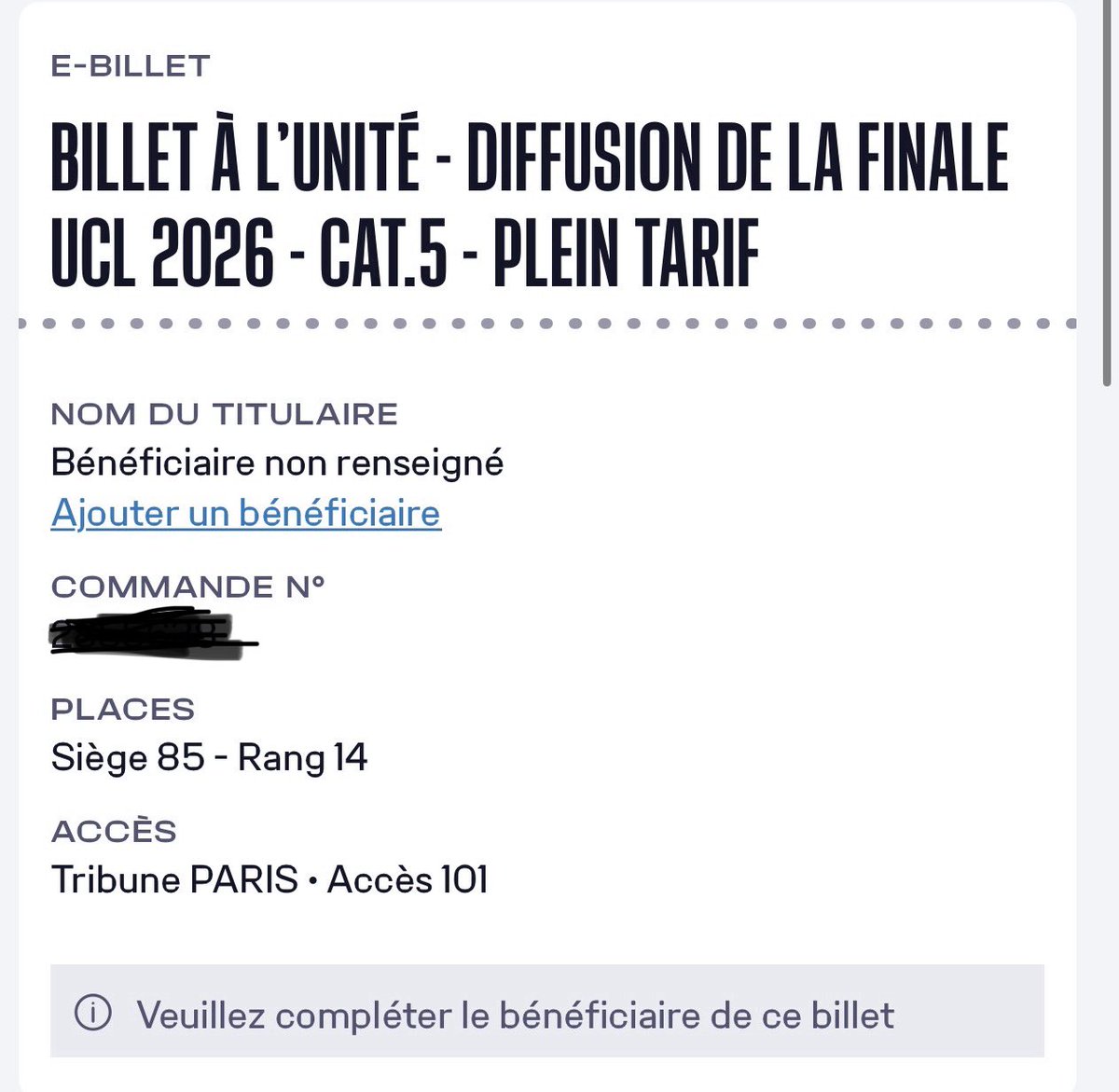 casper78148's tweet photo. 🚨A vendre 2 places pour la Watchparty de la Final LDC au parc https://t.co/5lZcrt3UFl