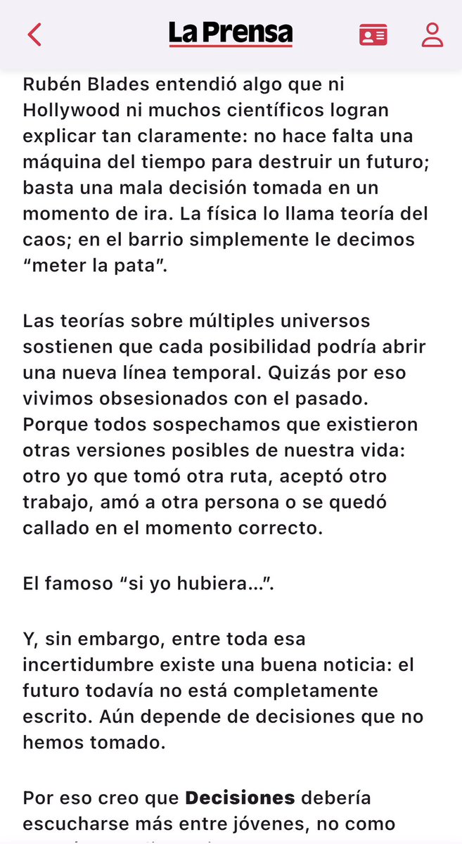 tomasucre's tweet photo. El viaje en el tiempo que nos contó @rubenblades en Decisiones. Completo en la edición de sábado. https://t.co/jWn1rcehaw