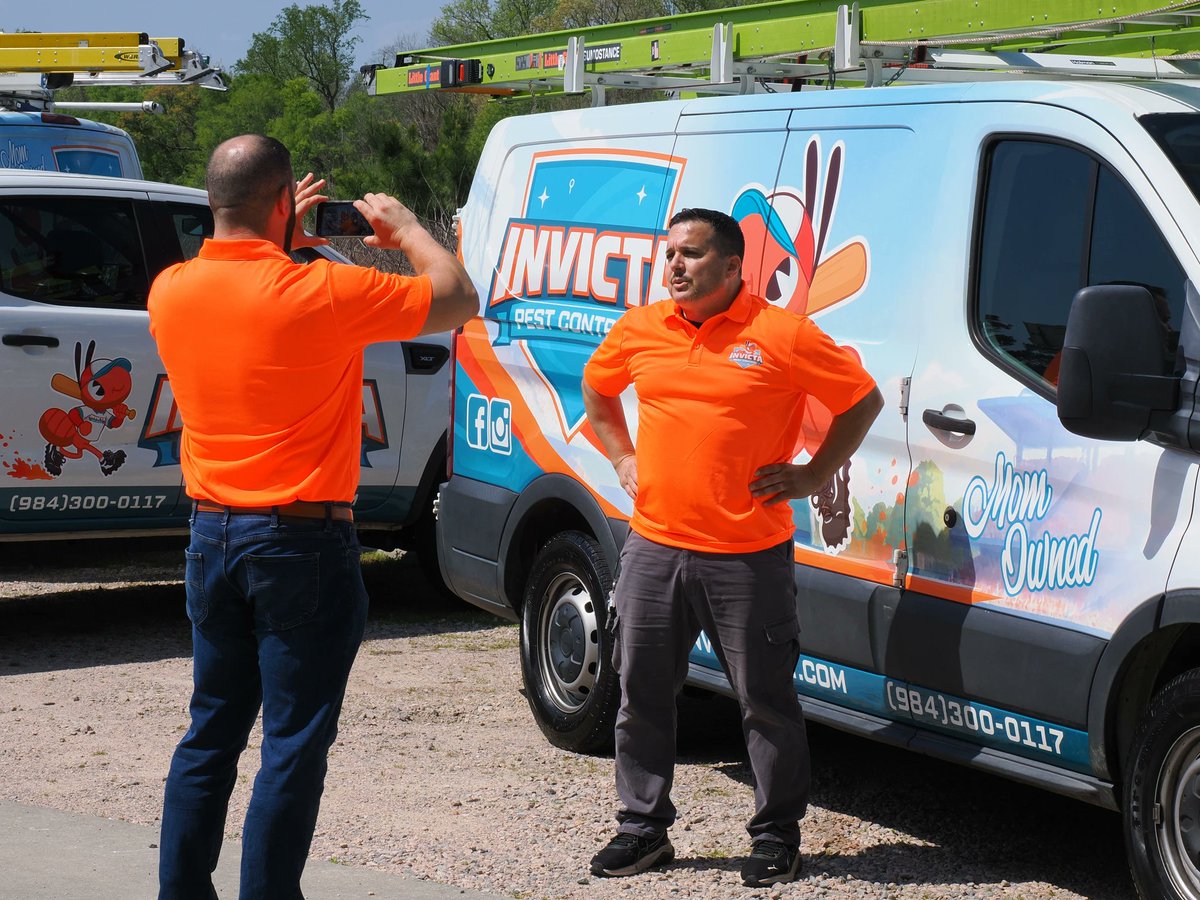 InvictaPest's tweet photo. 🎥 Behind the scenes with Team Invicta! We’re not just showing up to protect Raleigh homes—we’re also creating helpful videos to keep our community informed about pests, prevention, and what family-safe, eco-friendly service really looks like. Mom-Owned and powered by an expert https://t.co/7qEccrQ4xB