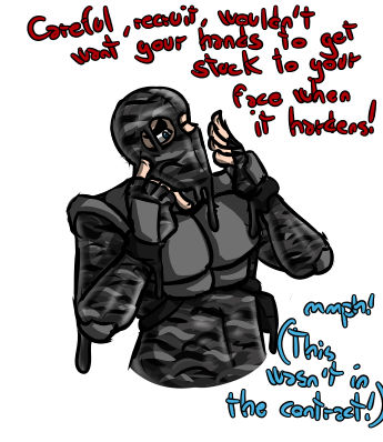 colesasinus's tweet photo. "Ah the dangers of permanent suiting. You should have seen the states of the first batch of soldiers... They had to be reprocessed right after !"

Made this quickly while watching a video, enjoy. https://t.co/Rbkvr3ouPd