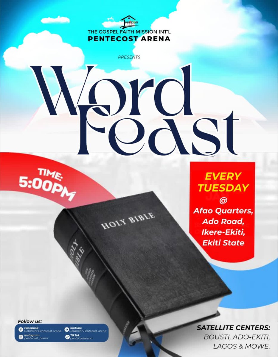 PentecostArena's tweet photo. There is always more in God’s presence , more strength, more light, more renewal, and more grace.

Join us this evening by 5:00 PM for our Word Encounter Service.

Come expectant. Come ready. Come with someone.

Connect with us LIVE on YouTube.

Don’t miss this encounter. 🙏 https://t.co/PQ9wC3T3yz
