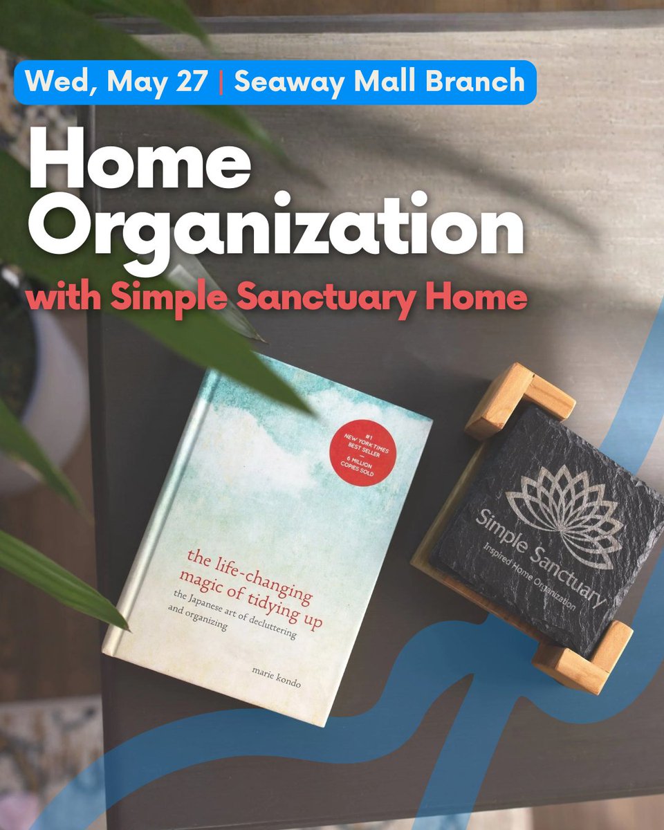 WellandLibrary's tweet photo. Wed, May 27 | 6–7pm | Seaway Mall Branch
Does it spark joy?📷
Simple Sanctuary Home Organization returns for an evening to teach you practical home organization rooted in the KonMari Method, creating a calmer, more functional home.
Register: https://t.co/FrHhVbgjOT https://t.co/rt3tQAL6we