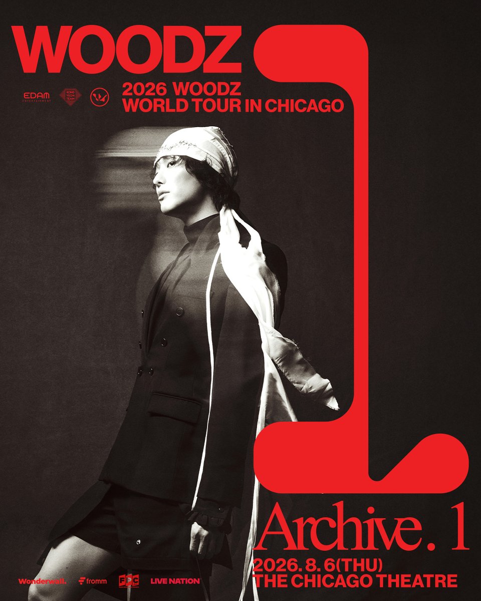 LiveNationIL's tweet photo. 2026 WOODZ WORLD TOUR ' Archive. 1 ' IN CHICAGO at The @ChicagoTheatre on August 6! Tickets on sale Thursday, May 21st @ 9AM local. https://t.co/ZXZCPlB7oB

#WOODZ #우즈
#Archive1_in_Chicago https://t.co/KnhXuuiWGg