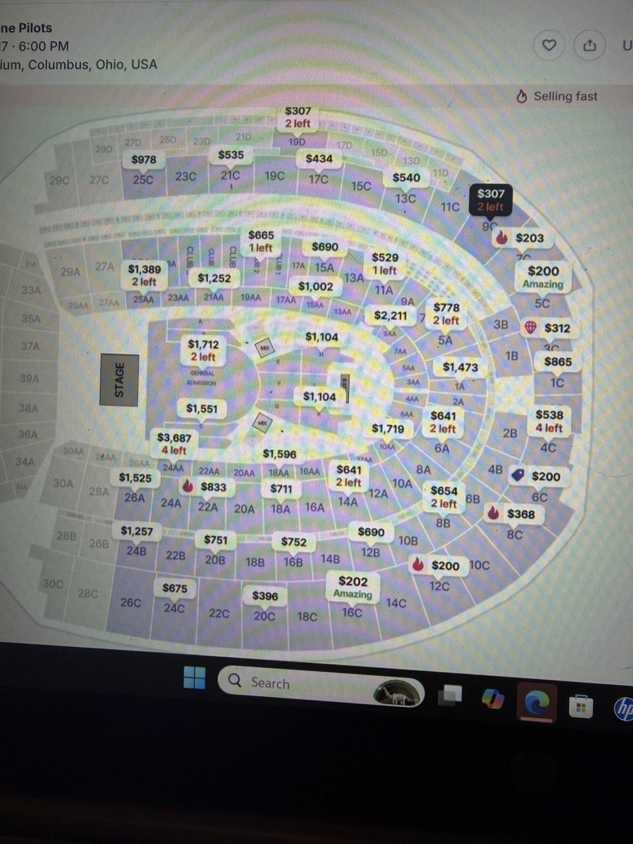 grumpyshopper19's tweet photo. @twentyonepilots @dcfc Pretty disappointing to see this minutes after presale. https://t.co/FSGNwEb9LK