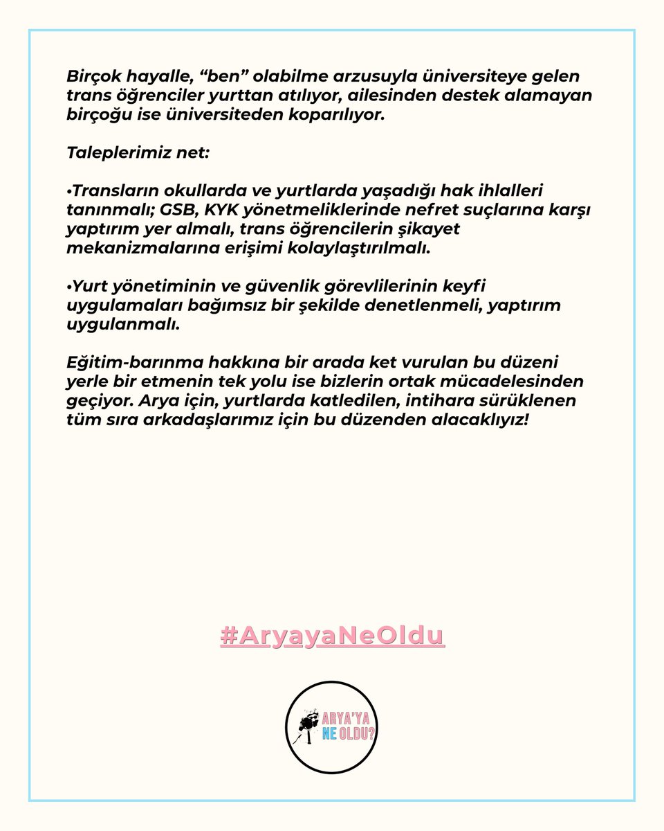 Arya'ya Ne Oldu İnisiyatifi tweet media