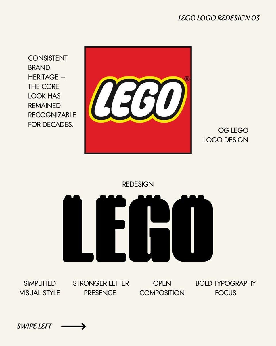 slynngstudio's tweet photo. we gave lego a new look. three different directions, three different stories. which one actually works? reply with your favorite 👇

#lego #logodesign https://t.co/KaudQ5oXMh