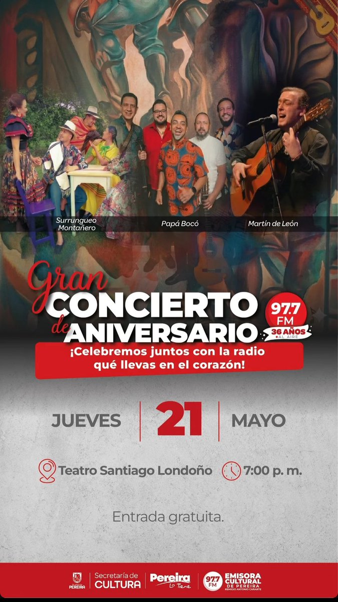 PapBoco's tweet photo. Estamos felices por la invitación a celebrar la existencia de la RAC.  Desde música académica, jazz, folclore, músicas campesinas entre otras. La RAC no solo protege el patrimonio cultural sino que  apoya a las diferentes expresiones culturales. https://t.co/BqdIvLZpxJ