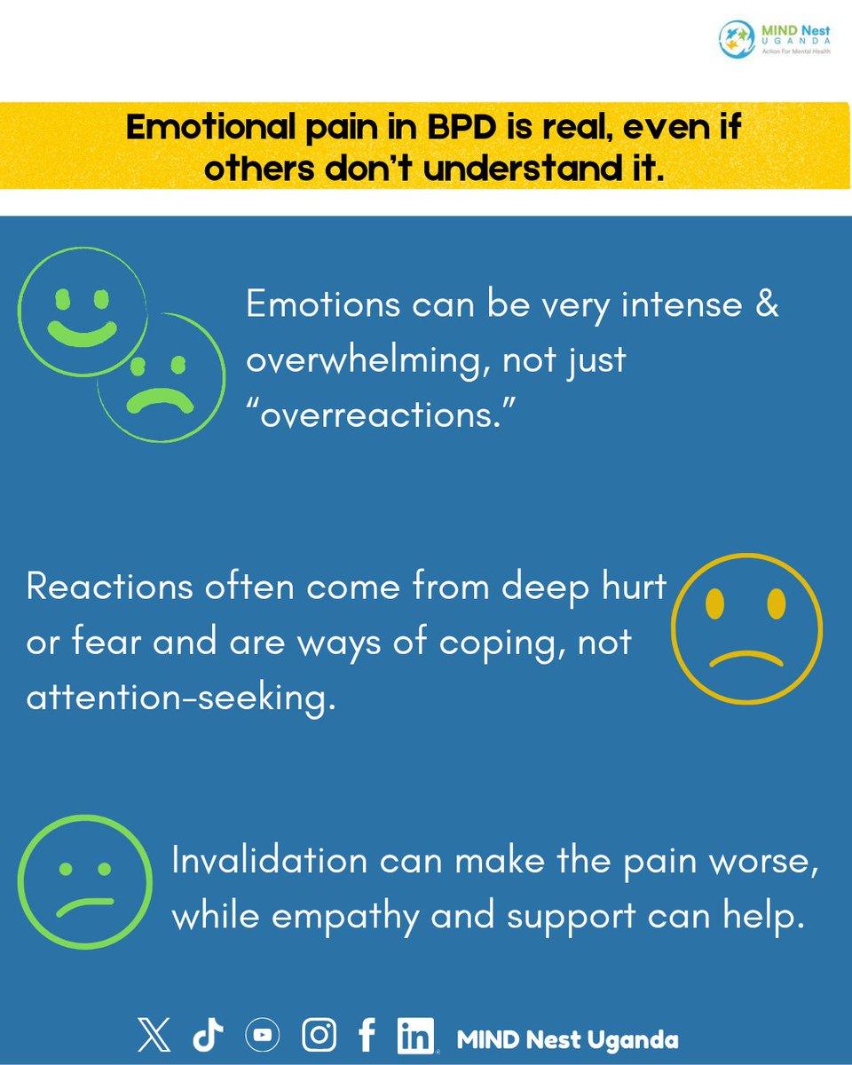 mindnestug's tweet photo. Emotional pain in BPD is real. 

What looks like an “overreaction” may actually be someone struggling with overwhelming emotions, fear, or deep hurt. 

Empathy helps. Invalidation harms. 

We should create more compassionate mental health conversations and less judgment. 

#BPD https://t.co/H3K0rFrjVM