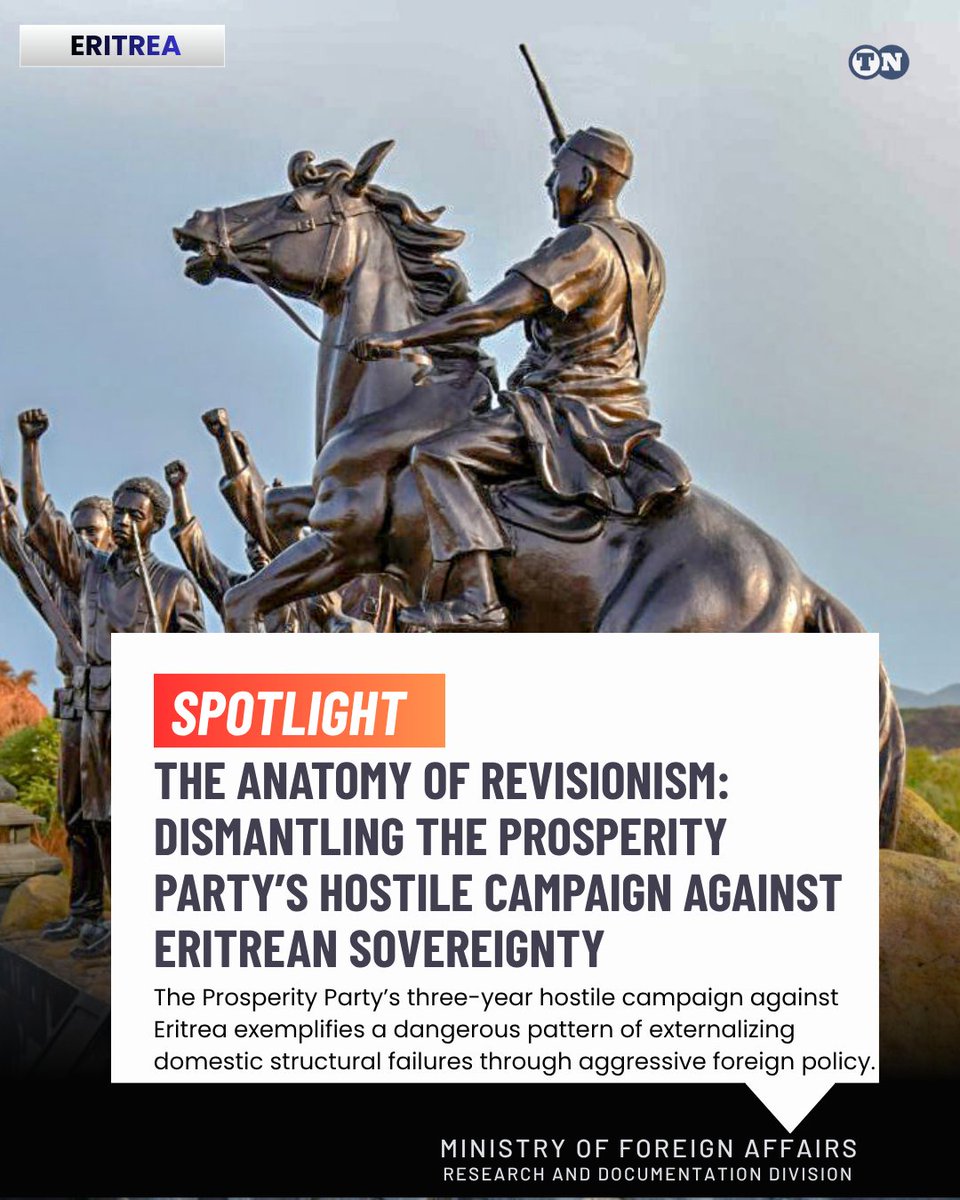 tesfanews's tweet photo. ERITREA ― The Prosperity Party’s three-year hostile campaign against Eritrea exemplifies a dangerous pattern of externalizing domestic structural failures through aggressive foreign policy. By conflating commercial ambitions with territorial sovereignty, inciting cross-border ethnic tensions, and supporting destabilizing proxy activities in Sudan and Somalia, the current Ethiopian administration is, in effect, undermining regional peace and stability.

Throughout these sustained provocations, the Government of #Eritrea has maintained a principled position grounded in international law and a prudent policy of patience and restraint. 

The international community must look beyond the PP’s superficial Pan-Africanist rhetoric and duplicity, and instead hold it accountable to the foundational principles of the United Nations and the African Union Constitutive Frameworks on absolute and unconditional respect for sovereign borders, non-interference in the internal affairs of states, and the peaceful resolution of disputes.

https://t.co/dNsEGrxDPG