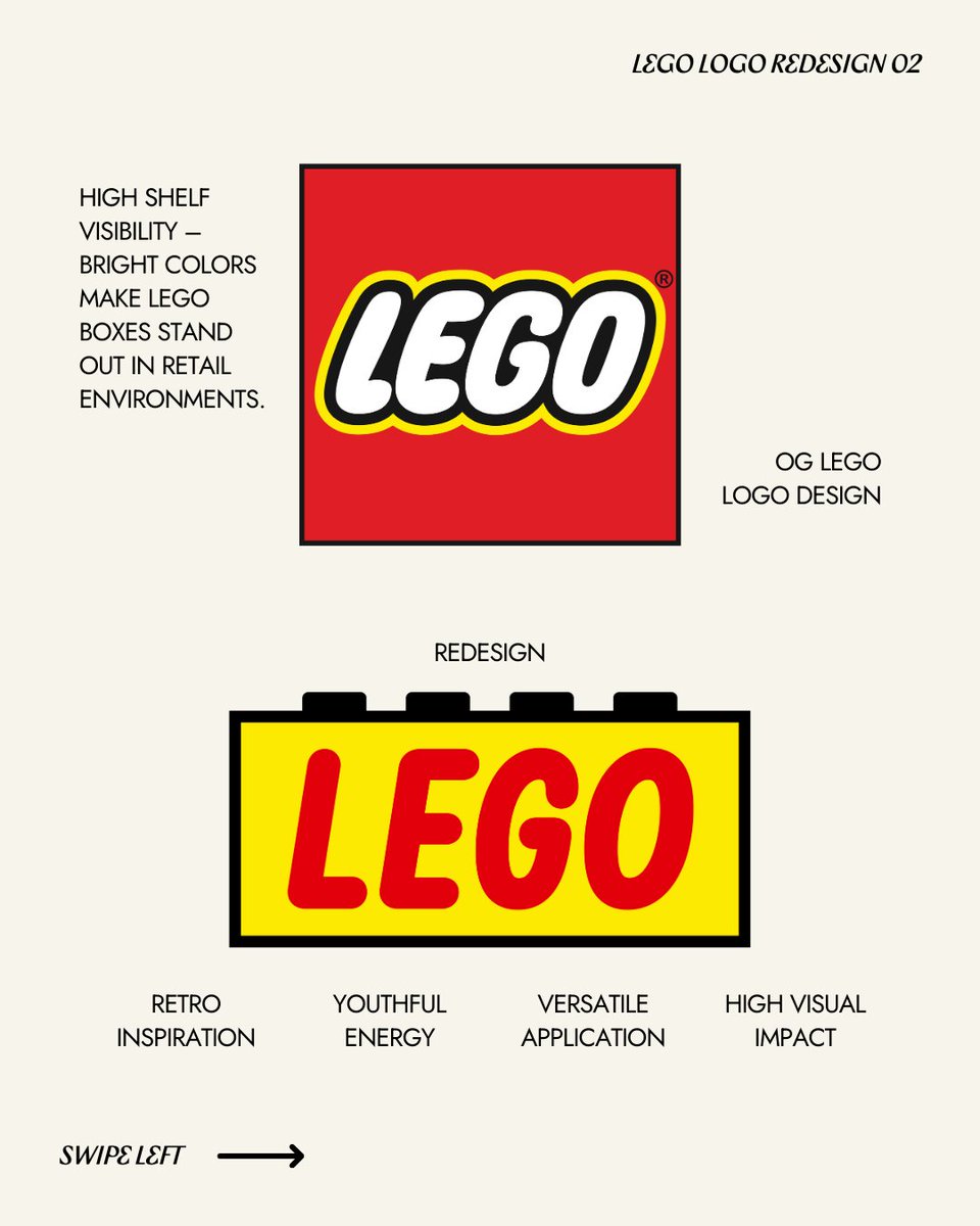 slynngstudio's tweet photo. we gave lego a new look. three different directions, three different stories. which one actually works? reply with your favorite 👇

#lego #logodesign https://t.co/KaudQ5oXMh