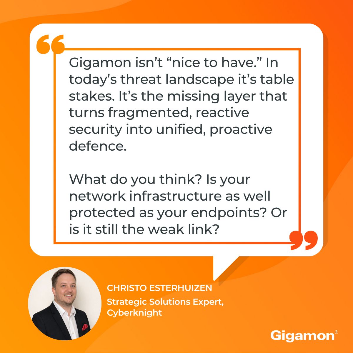 GigamonPartners's tweet photo. “Gigamon is to network infrastructure what AV is to endpoints.”

Thanks to Christo Esterhuizen of CyberKnight for highlighting how actionable network telemetry helps eliminate blind spots and strengthen resilience.

#DeepObservability #BetterTogether

https://t.co/kdaRI8PLg5 https://t.co/RhGUkfDfD3