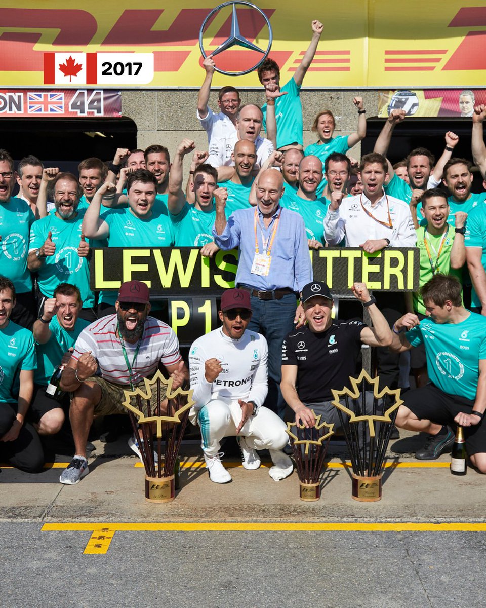MercedesAMGF1's tweet photo. We know how to have a good time in Canada 🍾 https://t.co/rMHLGdnFOT