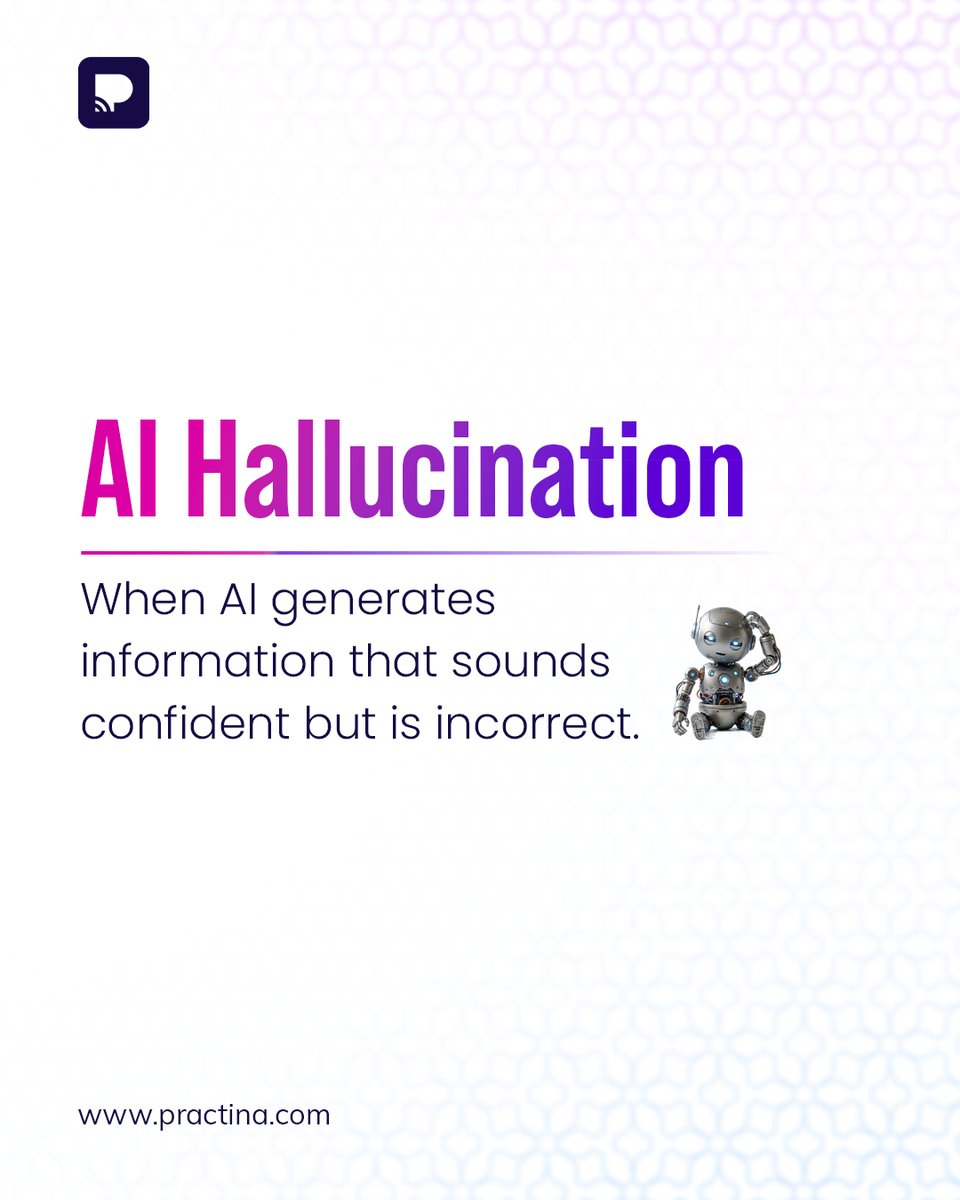 Practinaai's tweet photo. AI hallucinations sound convincing. That’s the danger.

One wrong detail can confuse your audience and hurt trust.
Practina can’t relate.

Our AI is built around your business context and brand voice, helping keep your marketing accurate, relevant, and consistent. https://t.co/zAkRwbslh6