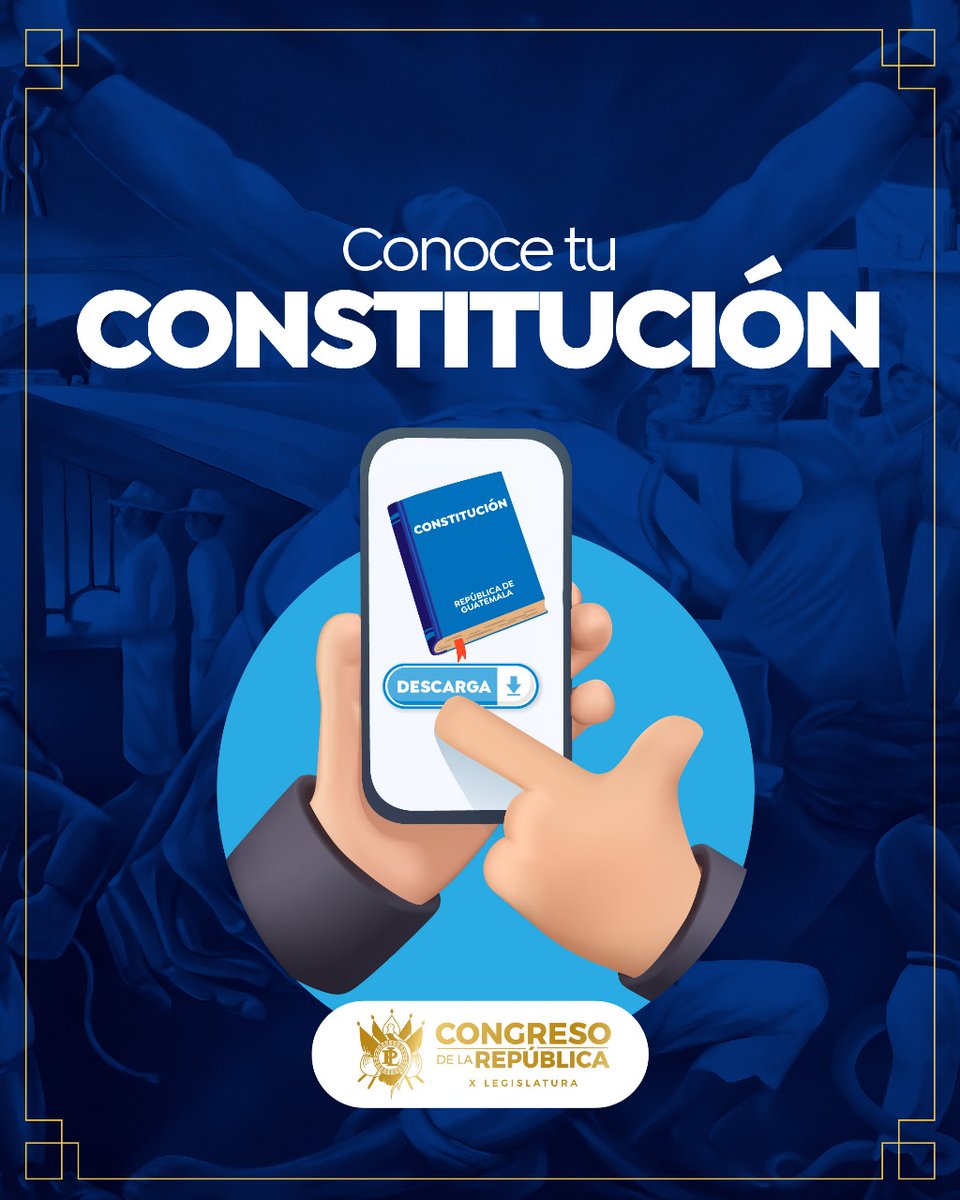 CongresoGuate's tweet photo. 📖 #ConstituciónGT | La Constitución es el pilar que sostiene nuestra convivencia y el respeto mutuo. Leerla es un deber fundamental para comprender cómo funciona nuestro país y cómo podemos aportar a él.
¡Cumple con tu compromiso ciudadano! 

Descárgala aquí🔗https://t.co/dUvvq2BNk5

🏛️ #XLegislatura