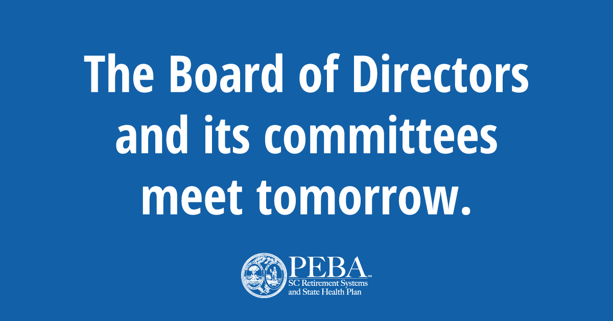scpeba's tweet photo. The PEBA Board of Directors meets tomorrow, June 3. Agendas for the committee meetings and Board meeting are available at https://t.co/8f49zDMIxu. https://t.co/kSWZilt94S