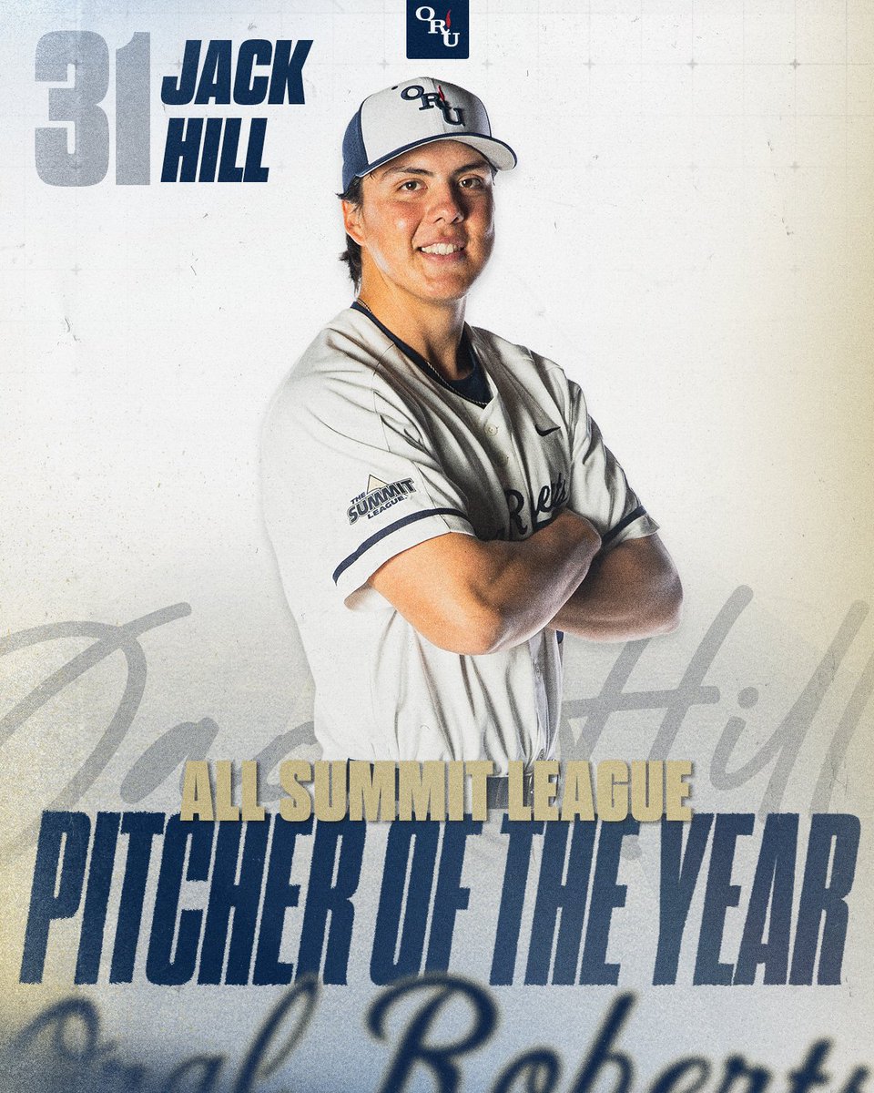 ORUBaseball's tweet photo. 𝟐𝟎𝟐𝟔 𝐒𝐔𝐌𝐌𝐈𝐓 𝐋𝐄𝐀𝐆𝐔𝐄 𝐏𝐈𝐓𝐂𝐇𝐄𝐑 𝐎𝐅 𝐓𝐇𝐄 𝐘𝐄𝐀𝐑

Senior Jack Hill has been named @TheSummitLeague Baseball Pitcher of the Year!

#ORUBASE | #GoldenStandard https://t.co/6KDqiEnFNh