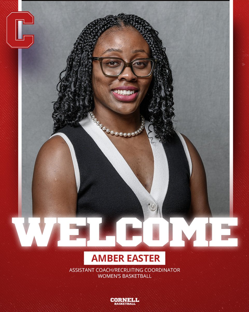 CornellSports's tweet photo. Welcome to Ithaca, Amber Easter! 🔴

@coachgarner12 adds Easter to the @CornellWBB staff as assistant coach and recruiting coordinator. Welcome to the Big Red family!

🗞️ https://t.co/VbgvRdPnVP

#YellCornell 🐻 https://t.co/1QjdNOz2ES