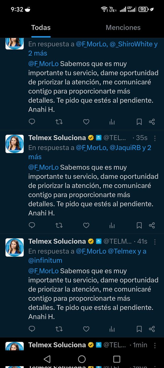 F_MorLo's tweet photo. @TELMEXSoluciona @Telmex  luego dicen que la atención es personalizada. Sigo sin internet. https://t.co/e8JA4tYcDL