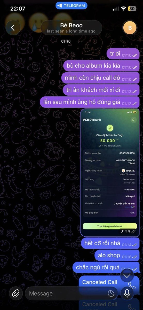 Dkman107's tweet photo. con này scam nha mn.
hỏi alb thì bảo 200k có 100 ảnh và video.mua xong thì chỉ có đúng 29 cái siêu chán siêu nhạt. ban đầu tui cũng nghi nó scam r nhưng công nhận là tui ngoo thật. quyết định xuống tiền call thì nó bảo 150k. chuyển xong thì nó kêu thêm 50 r im luôn https://t.co/g5u0A9JIgj