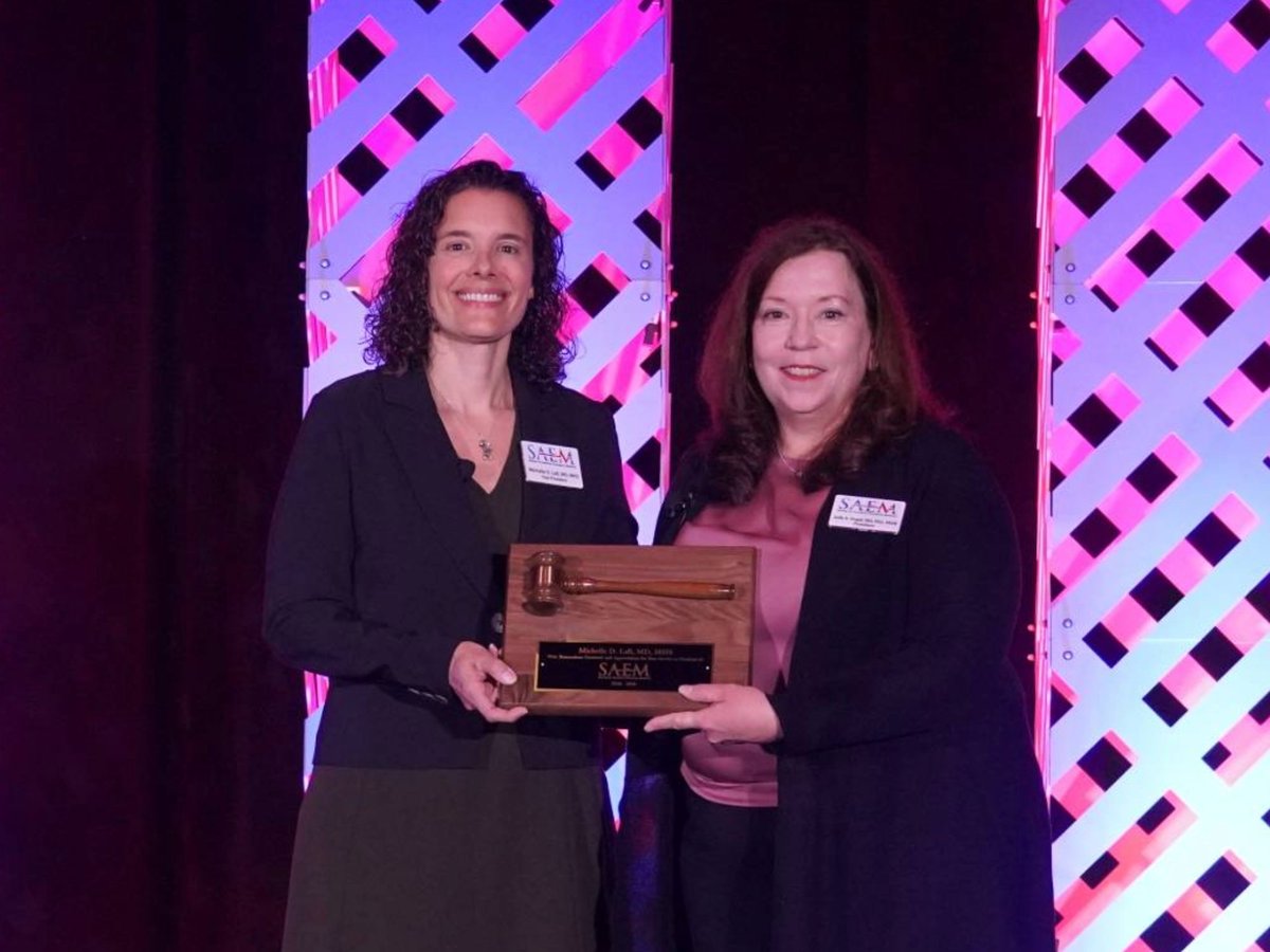 SAEMonline's tweet photo. SAEM is excited to open #SAEM26 by inaugurating Jody Vogel, MD, MSc, MSW, as our 2026-2027 president. Dr. Vogel is currently a professor in the department of #EmergencyMedicine at Stanford University. Congratulations, Dr. Vogel! https://t.co/Y8iJpTpG0F