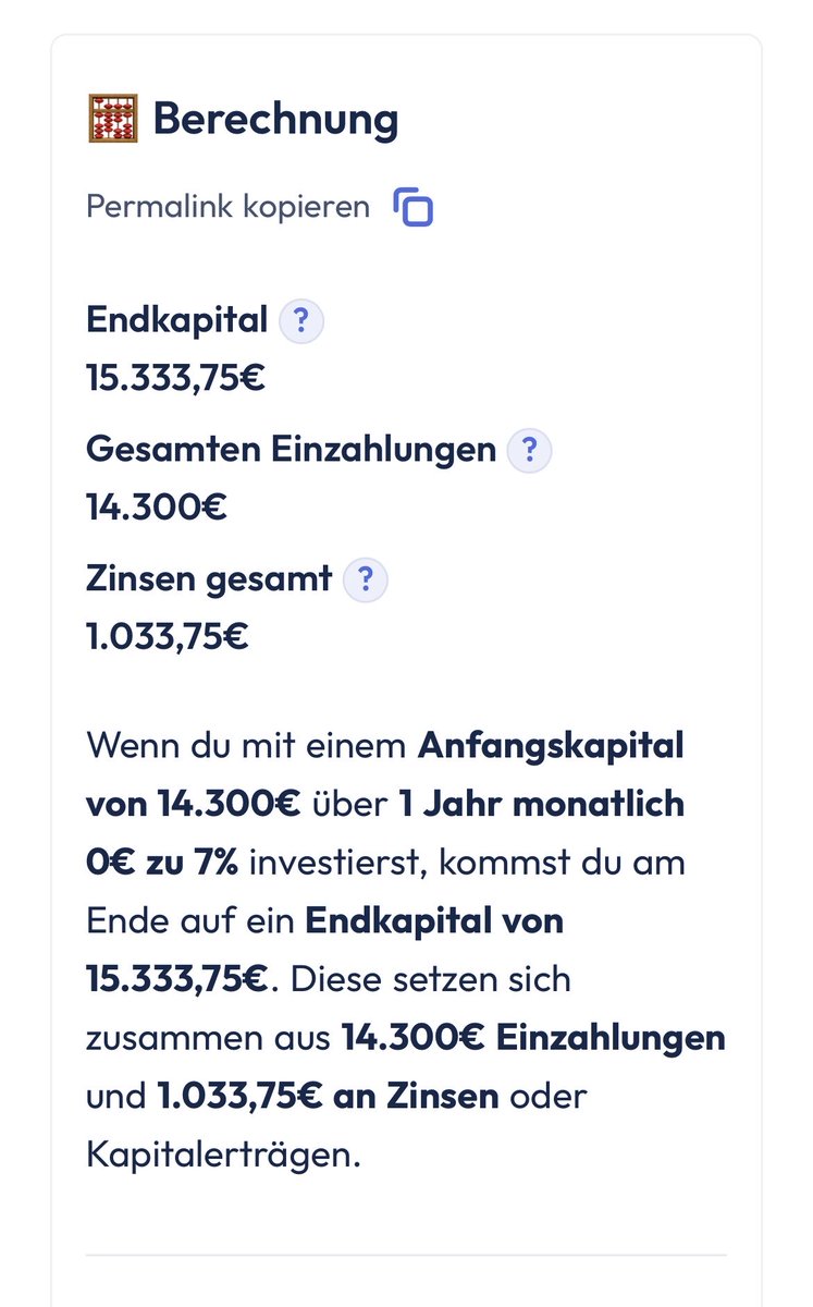Luca8i2's tweet photo. @M4sterCake @0_7_user Wenn du 150€ wie von dir vorhin genannt monatlich investierst hast du diese Summe von ca. 14300€ bereits nach weniger als 6,5 Jahren überschritten. https://t.co/LlhyDhZ9gE