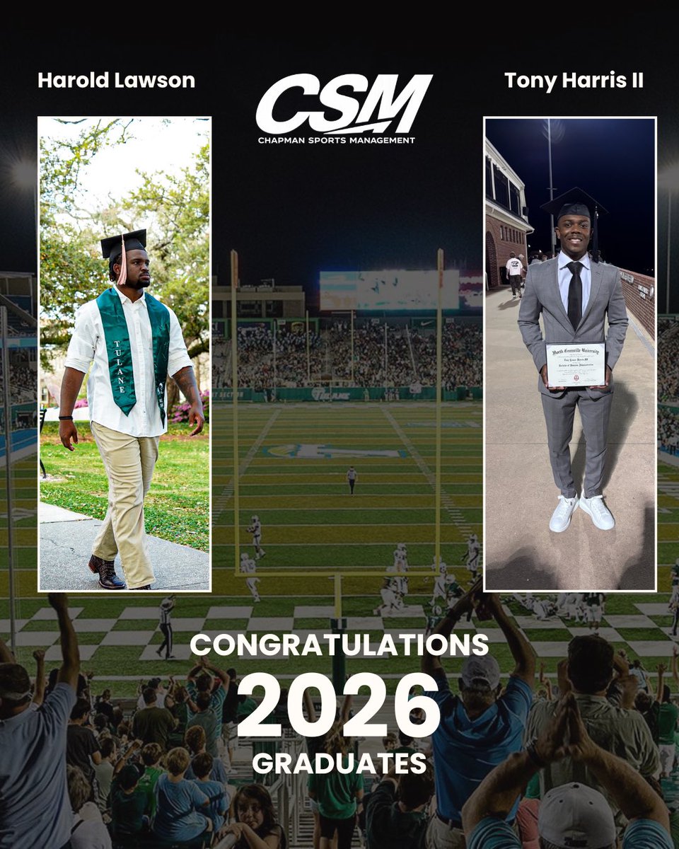 chap_management's tweet photo. Congratulations to our 2026 College Graduates for committing to their academic success. Harold Lawson earned his degree from Tulane University. Tony Harris II earned his degree from North Greenville University. So proud of both of you! https://t.co/Q4gdflfehE