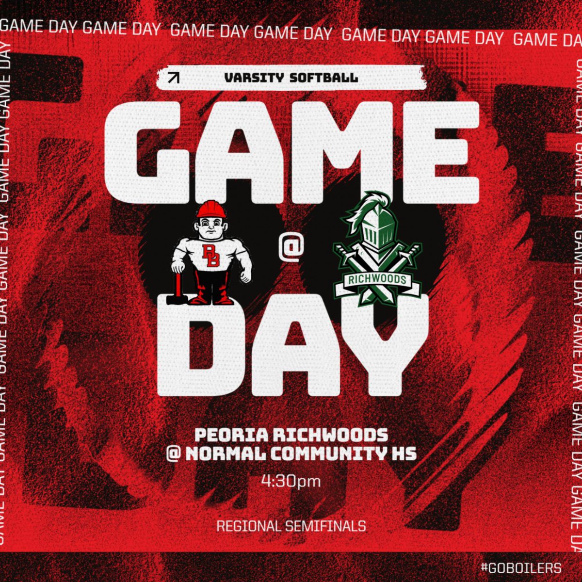 BBCHSsball's tweet photo. Your Varsity Softball Team travels to Normal Community High School to take on the Peoria Richwoods Knights. 
First pitch is at 4:30pm.
It is win and advance, or lose and go home time! https://t.co/GbfAhSQGSE