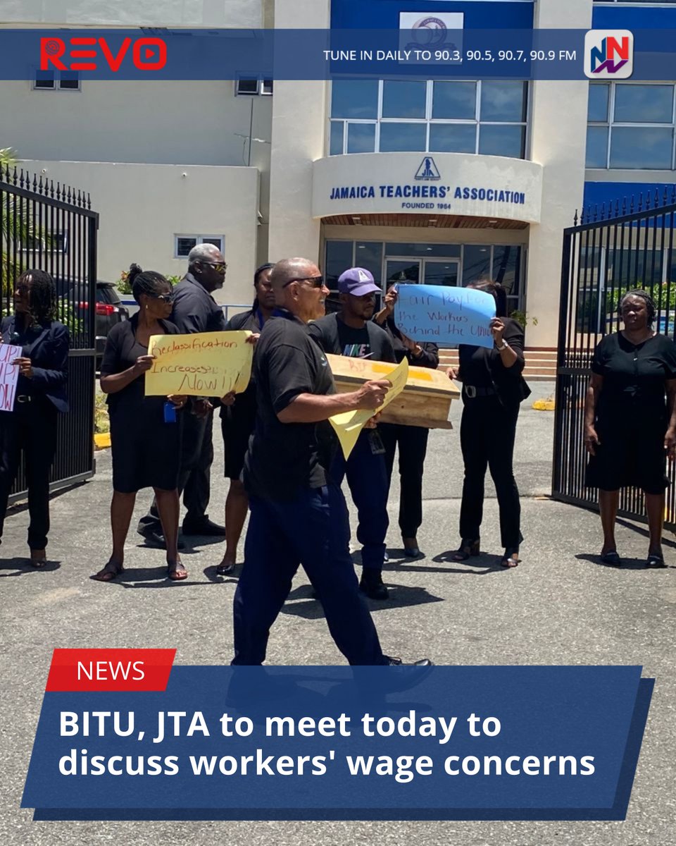 NationwideRadio's tweet photo. The Bustamante Industrial Trade Union, BITU and the Jamaica Teachers' Association, JTA, are set to meet on Tuesday to discuss ongoing wage concerns of some workers.

READ MORE HERE: https://t.co/UGOxP03DoA https://t.co/bmVL7MX3od