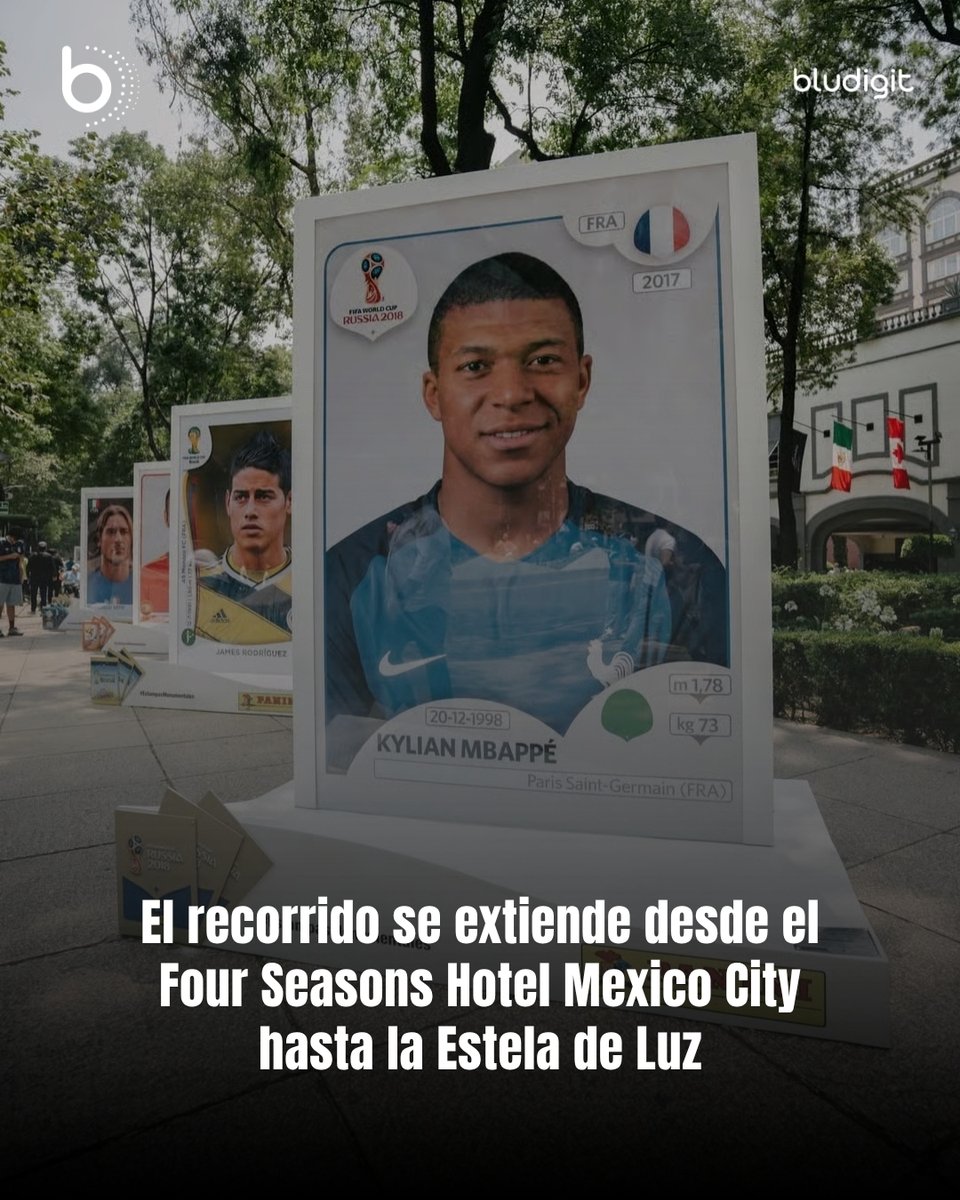 BluDigit's tweet photo. @PaniniAmerica llega al Paseo de la Reforma con estampas gigantes de los íconos más grandes del fútbol mundial, trasladando el coleccionismo a las calles de la CDMX de cara al Mundial 2026.

¿Tú ídolo aparece en estas estampas?

#Panini #cdmx #Mundial2026 #Bludigit #Album https://t.co/OpobZeJYOo