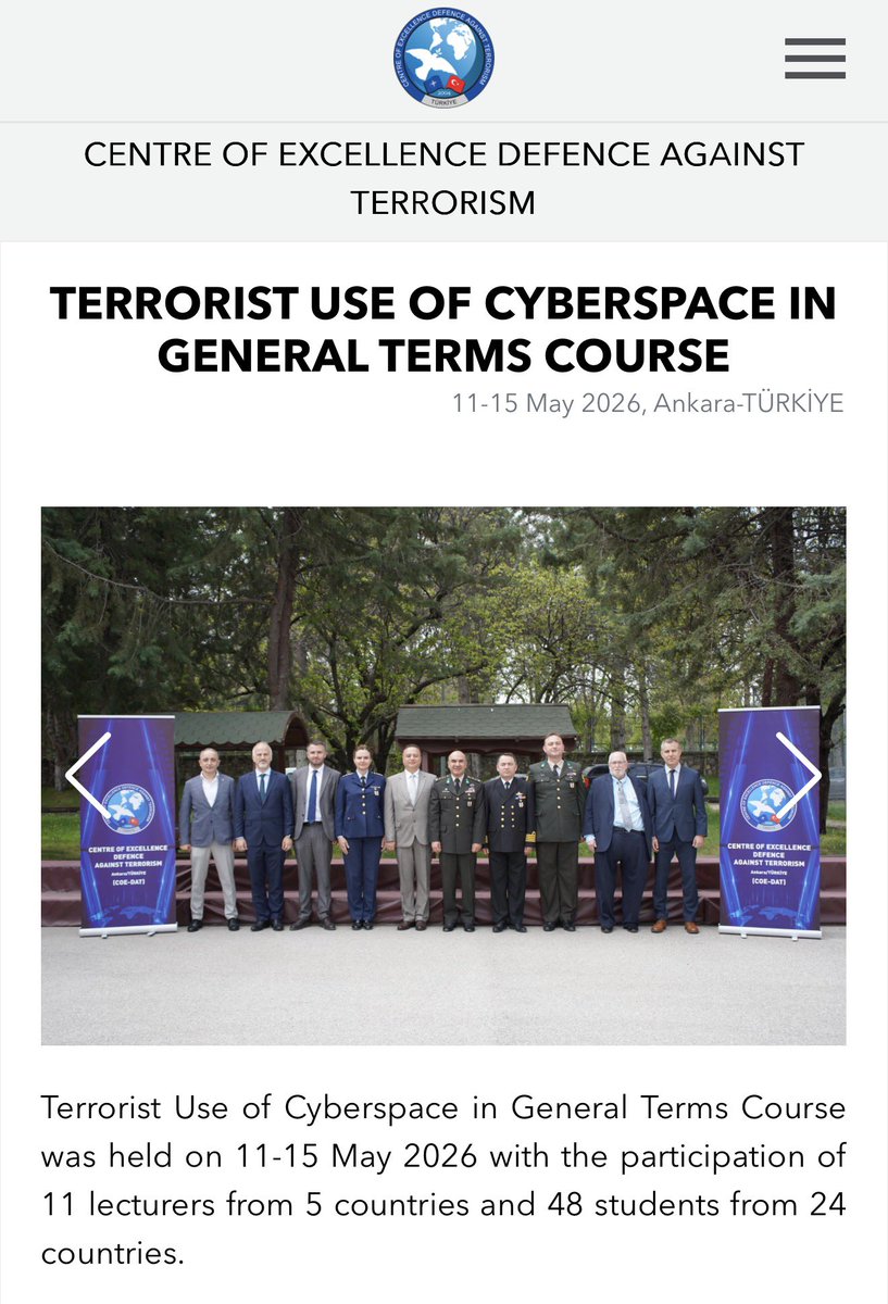 drerdalozkaya's tweet photo. Honored to have contributed as a lecturer at the @NATO Centre of Excellence Defence Against Terrorism (COE-DAT) for the Terrorist Use of Cyberspace in General Terms Course, held last week (May 11-15). https://t.co/bUuPwtdNC9