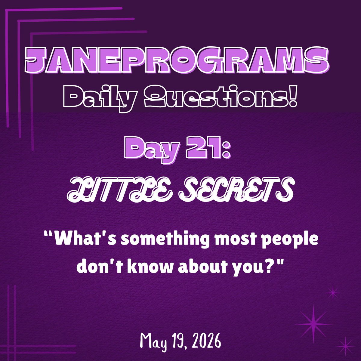 janeprograms's tweet photo. JANEPROGRAMS DAILY QUESTIONS: DAY 21 IS HERE!

There's always something interesting about people that they don't tell others. Do you have something you're willing to share?

Don't forget to tag us and use #jprogday021 so we can see your beautiful answers!

Happy answering! https://t.co/Gen4MdMsWS