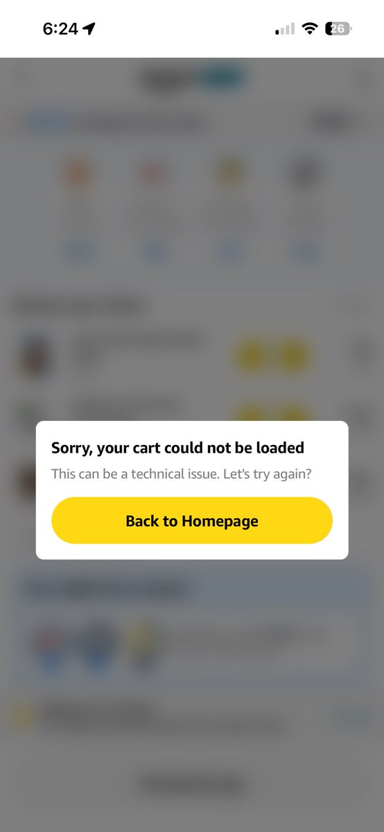 Amritdevil7's tweet photo. Getting repeated “Sorry, your cart could not be loaded” errors during checkout defeats the whole purpose of quick commerce &amp; instant delivery. Please fix these technical issues and improve app stability.
@amazonIN  @AmazonBusiness https://t.co/EfT4TFv5tf