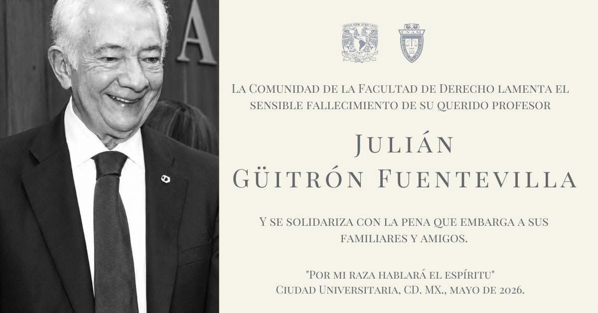 MtroEzetaMacias's tweet photo. Lamento el fallecimiento del Dr. Julián Güitrón Fuentevilla, de quien tuve la oportunidad de ser su adjunto durante 2 años.

La comunidad jurídica pierde a uno de los grandes profesores de Derecho Civil y Derecho Familiar.

Un fuerte abrazo para toda su familia. https://t.co/tFbijsgcCB
