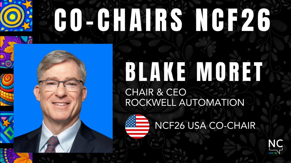 USMexicoFound's tweet photo. #NCF26 | Resilient supply chains and advanced industry are redefining North America’s future.

Blake Moret has been at the forefront of that shift; helping connect technology, production, and workforce transformation across borders.

His leadership reflects the innovation driving the region forward.

U.S. Co-Chair, North Capital Forum 2026.

https://t.co/V3qZm5Gb8b