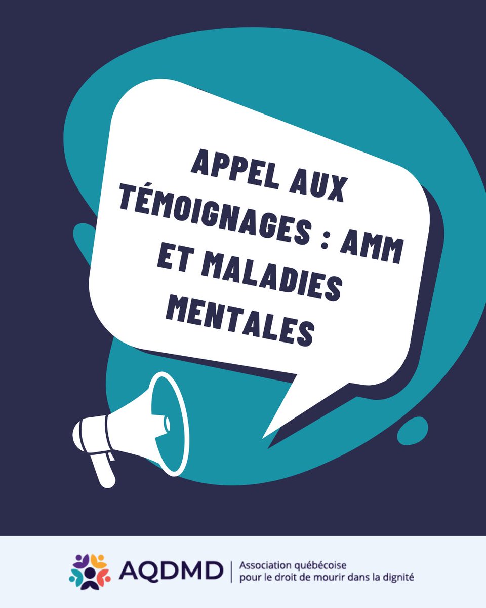 aqdmd's tweet photo. Vous vivez avec un trouble de santé mentale et vous vous sentez concerné·e par les discussions entourant l’aide médicale à mourir? Nous souhaitons entendre votre voix 🗣️

info@aqdmd.org // https://t.co/JpfthO5N8H https://t.co/00D6G8MfoR