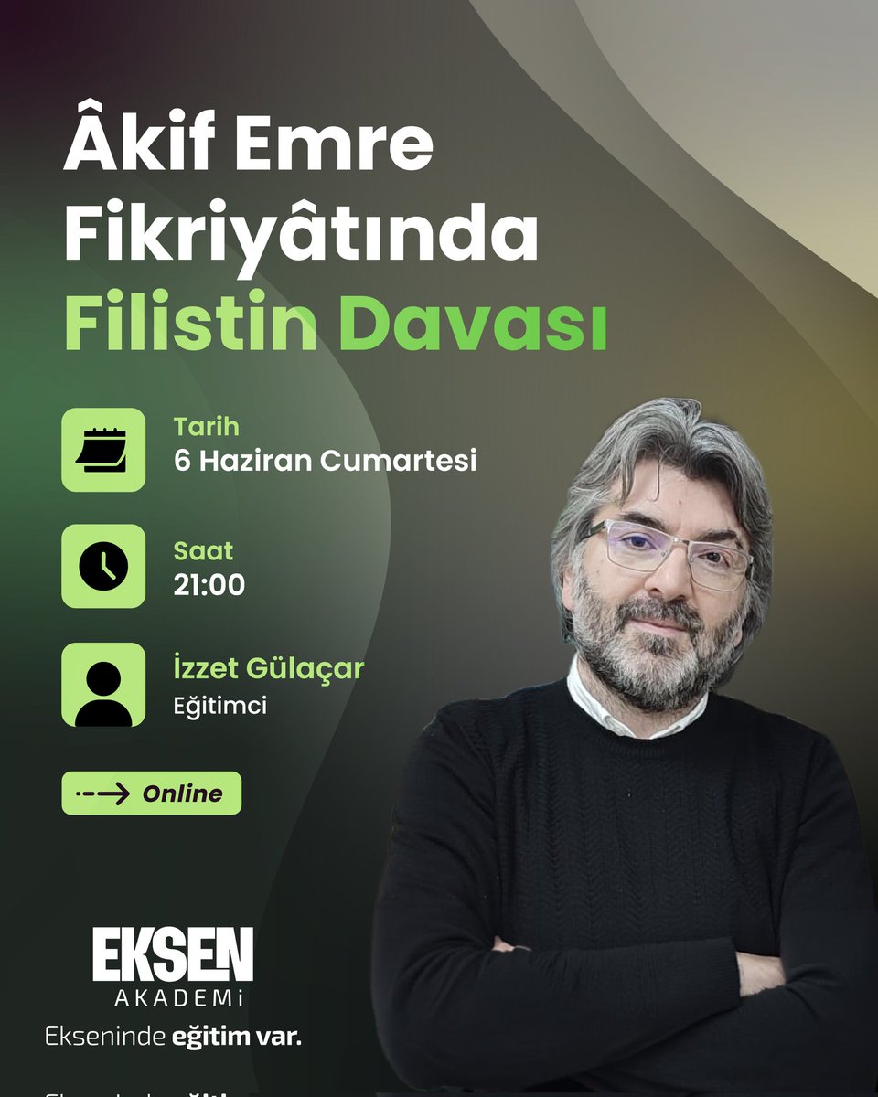 AkademiEksen's tweet photo. 📅 6 Haziran Cumartesi
🕘 21.00
📹 Zoom üzerinden canlı yayın, soru cevap imkanı
⏺️ 7 gün içinde kaydı tekrar dinleme imkanı

📌 Katılım kontenjanla sınırlıdır. https://t.co/EovGXE05wR