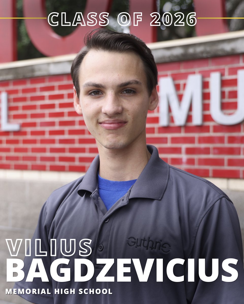 SBISD's tweet photo. The Class of 2026 is crossing the finish line and we’re #SBISDProud to celebrate them! Meet Vilius Bagdzevicius of Memorial High School. 🎓
🔗 Read Vilius’ senior spotlight: https://t.co/Qh1aQQKhBd https://t.co/rt43CDEnk6